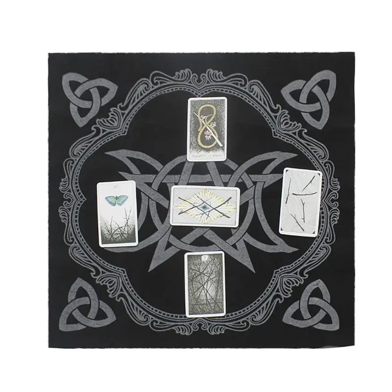 

49x49cm Tarot Tablecloth Triple Moon Pentagram Pagan Altar Tarot Cloth Flannel