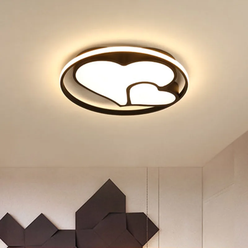 

Heart shape white black frame modern Led Ceiling Light Bedroom living room dining room Dimmable Ceiling lamp Fixtures