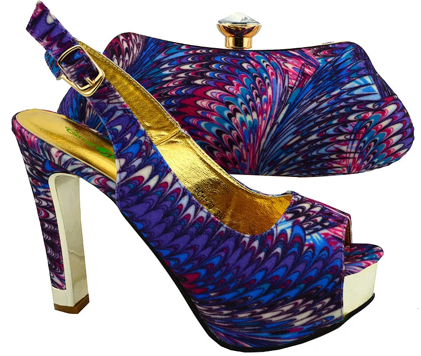 

Latest Shoes and Bag Purple African Shoes and Bag for Women Wedding Shoes and Bag High Heels Nigerian Party Shoes and Ba BCH-20