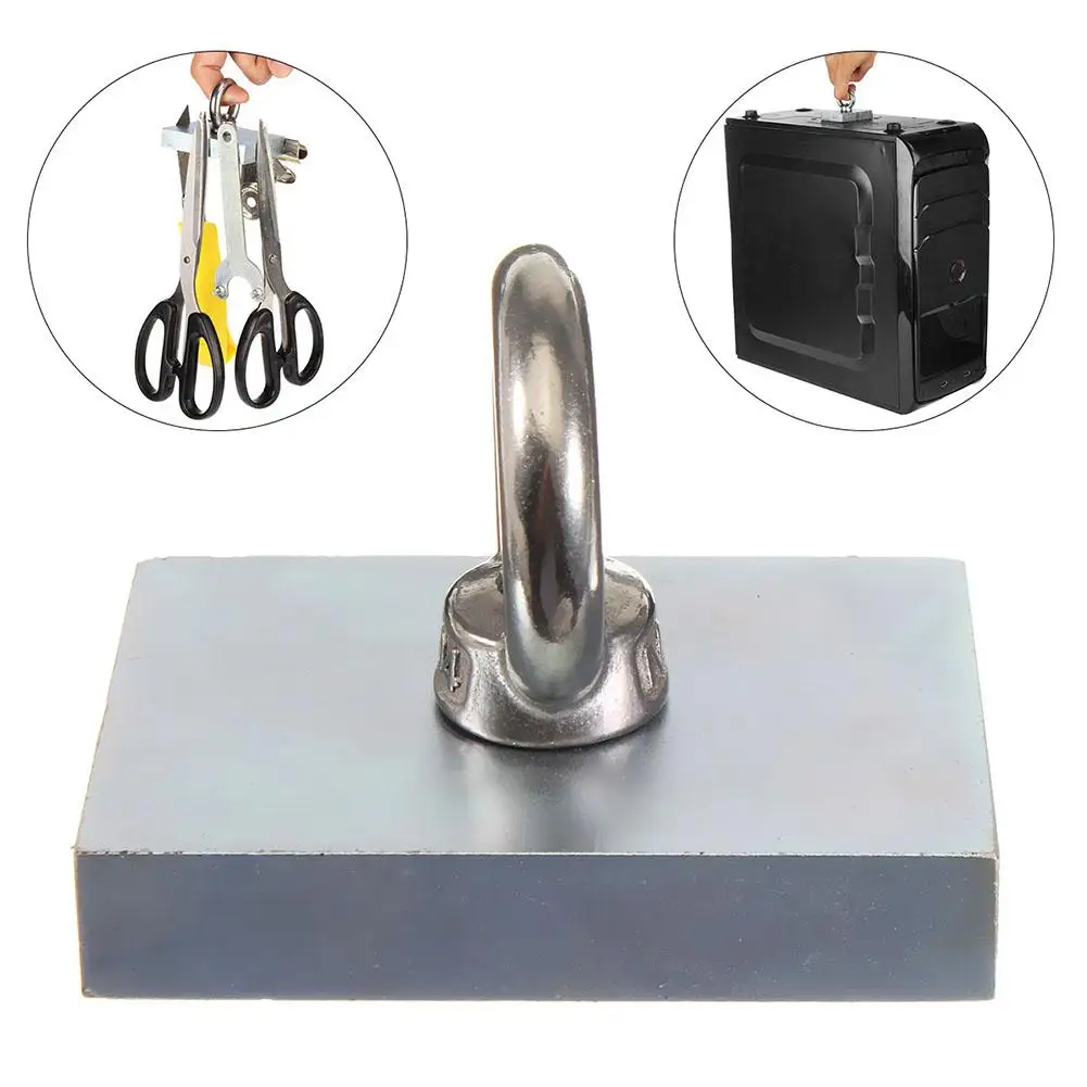 

N52 70x50x13mm Strong Cuboid Neodymium Magnet Fishing Treasure Hunting Recovery With Ring