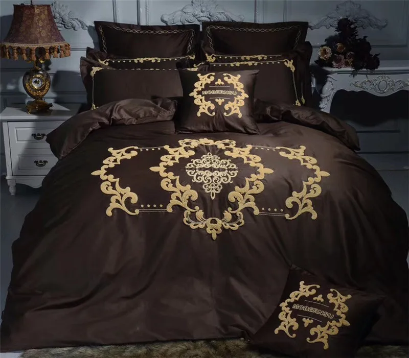

European Style Three-dimensional Towel Embroidery 60s Egyptian Cotton Bedding Set Duvet Cover Bed Linen Bed sheet Pillowcase