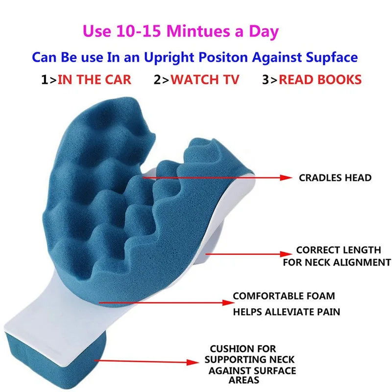 1 шт. фитнес массажная подушка на шею голова плечевая Подушка натяжение питчер антистресс коррекция шейной мышцы расслабляющий массажер - Цвет: Синий
