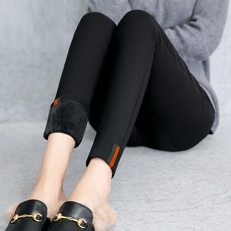 Высококачественные черные бархатные леггинсы, женские зимние толстые флисовые теплые леггинсы, повседневные штаны высокого качества