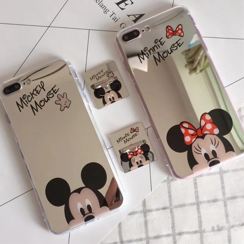 Cartoon Cute Mouse Mirror Case For iPhone 7 Plus 5 5S SE Soft TPU Silicone Cover 6 6S Shell Fundas |