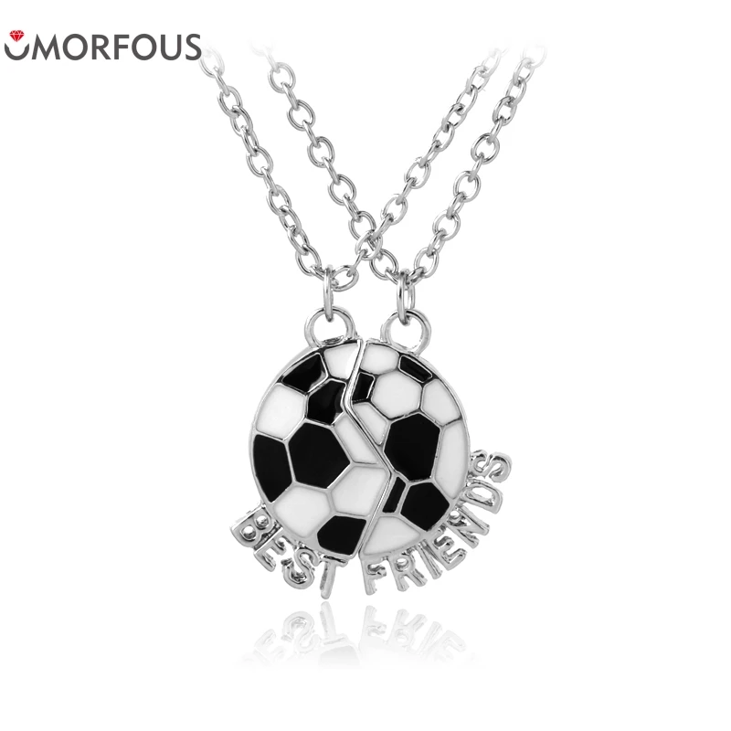 10 SETS/Lot Football buddy Best Friends Necklaces For 2 Bestfriend BFF Necklace Black and white Cute Friendship Gift For Jewelry