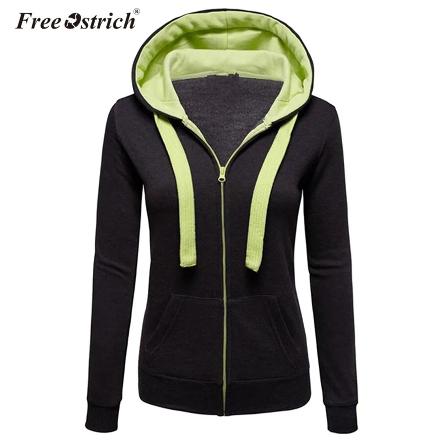  Free Ostrich Hoodies Warm Winter Sweatshirt Women Pocket Zipper Long Sleeve Slim Plus Size harajuku