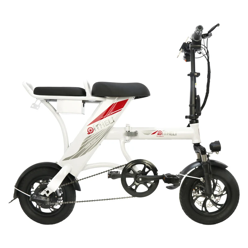 12 дюймовый Электрический велосипед складной литиевая батарея электрический велосипед 2 колеса батарея электрический скутер для взрослых батарея Съемная велосипедные шлемы - Цвет: white 8Ah