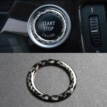 

Car interior A Key To Start decoration Ring Carbon Fiber Cover Trim decals for BMW e90 e92 e93 320i 2009-12