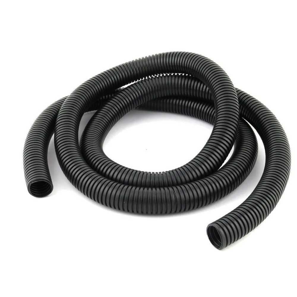 

PVC Flexible Insulated Corrugated Tube Pipe Hose Black 2M Length 28mm Outer Dia