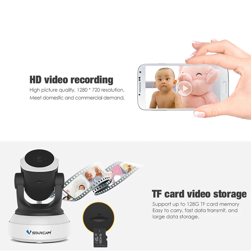 Vstarcam C7824WIP HD WIFI IP камера 720P ночное видение домашняя безопасности Беспроводная P2P IR