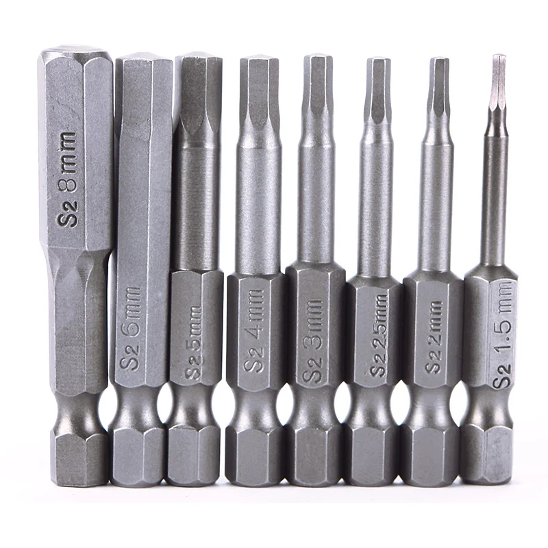 

8Pcs 50mm Magnetic Hexagon Screwdriver Bit S2 Steel 1/4 Inch Hex Shank Screw Drivers Set Length H1.5-H8 For Power Tools#95247