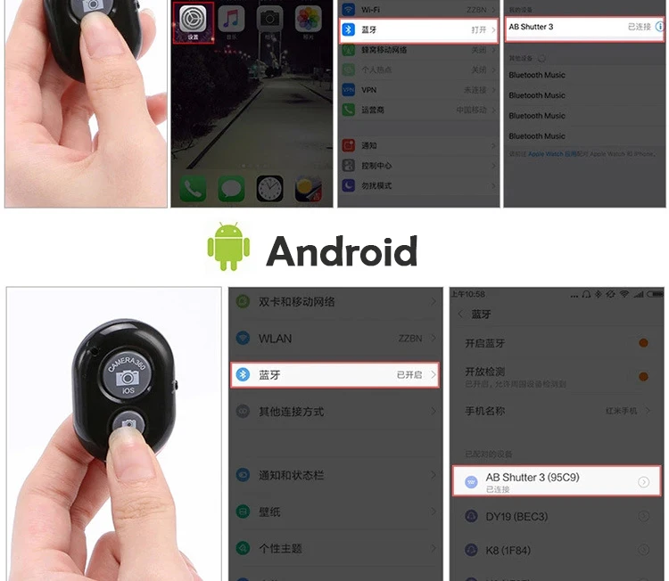 FrankEver Bluetooth Автоспуск беспроводной мини-пульт дистанционного управления сфотографируйте работу с IOS Android