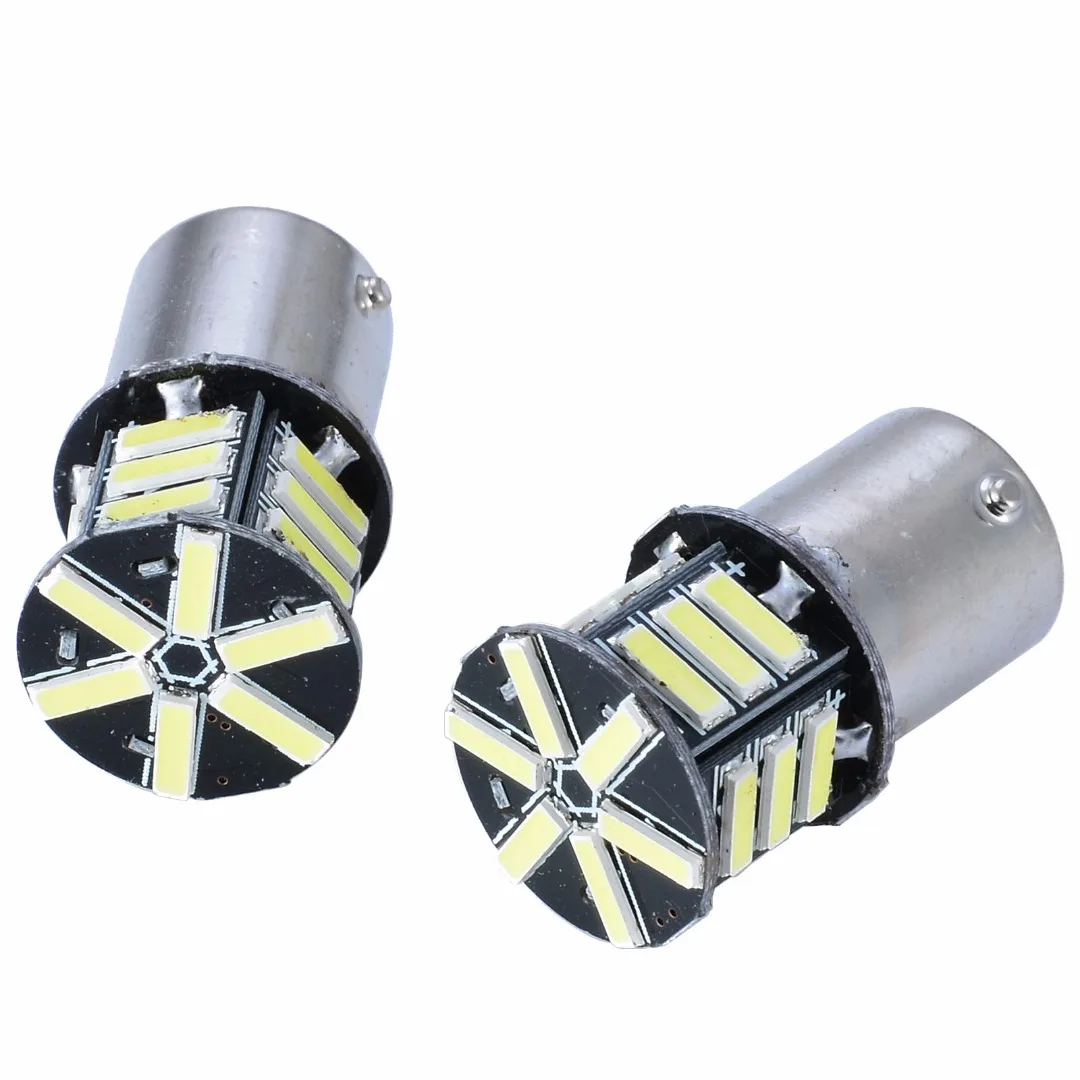 2x White BA15S 1156 Car Backup Light 7020 21 SMD LED Tail Reverse Brake Turn Lamp Bulb Auto Interior Caravan Reading Lights