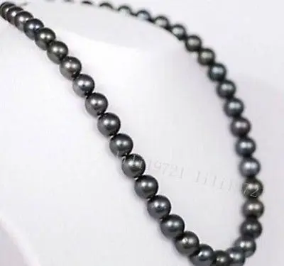

BEAUTIFUL 18" 9-10MM AAA TAHITIAN BLACK PEARL NECKLACE