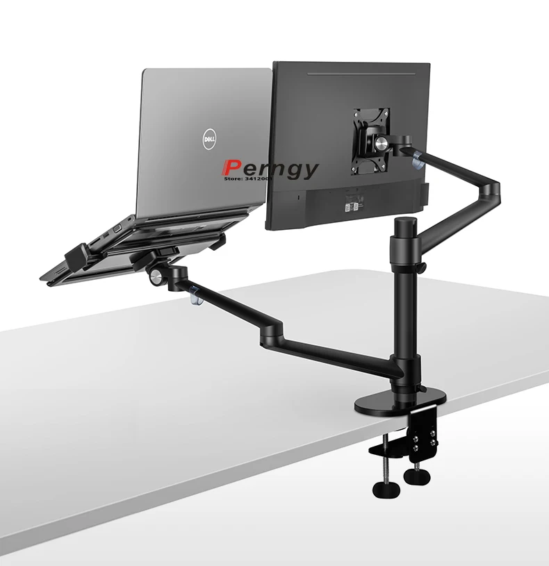 Alumínio Rotating Multimedia Desktop Stand, LCD Dual