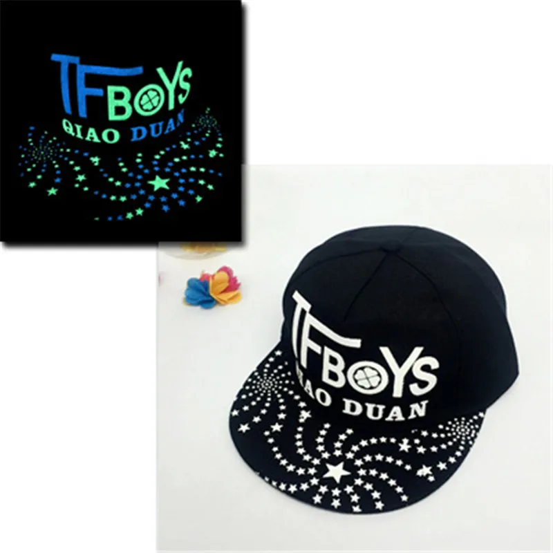 Светящаяся шляпа для женщин и мужчин, флуоресцентная бейсболка s, светильник для девушек, бейсболка, светится в темноте, хип-хоп шапки, Casquette boy304 - Цвет: Tfboys(mi cai)