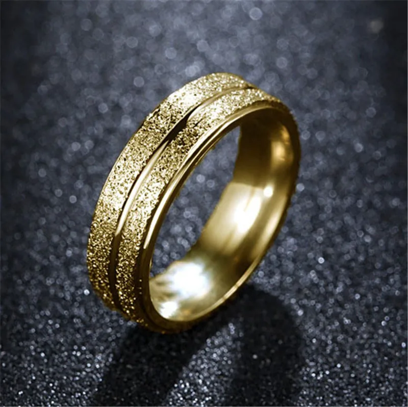 Дизайн, кольцо для пары из нержавеющей стали, золотое, двойное, матовое, женское, мужское кольцо, циркон, кристалл, обручальное кольцо