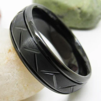 

Classic Wedding Rings Black Color Craved Pattern Tungsten Rings New Fashion Jewelry Women's Wedding Anniversary Engagement Rings