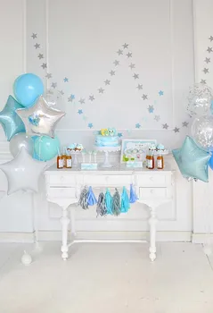

Thin Vinyl blue white theme balloons happy birthday party Backdrops newborn children Backgrounds Photography Photo Studio
