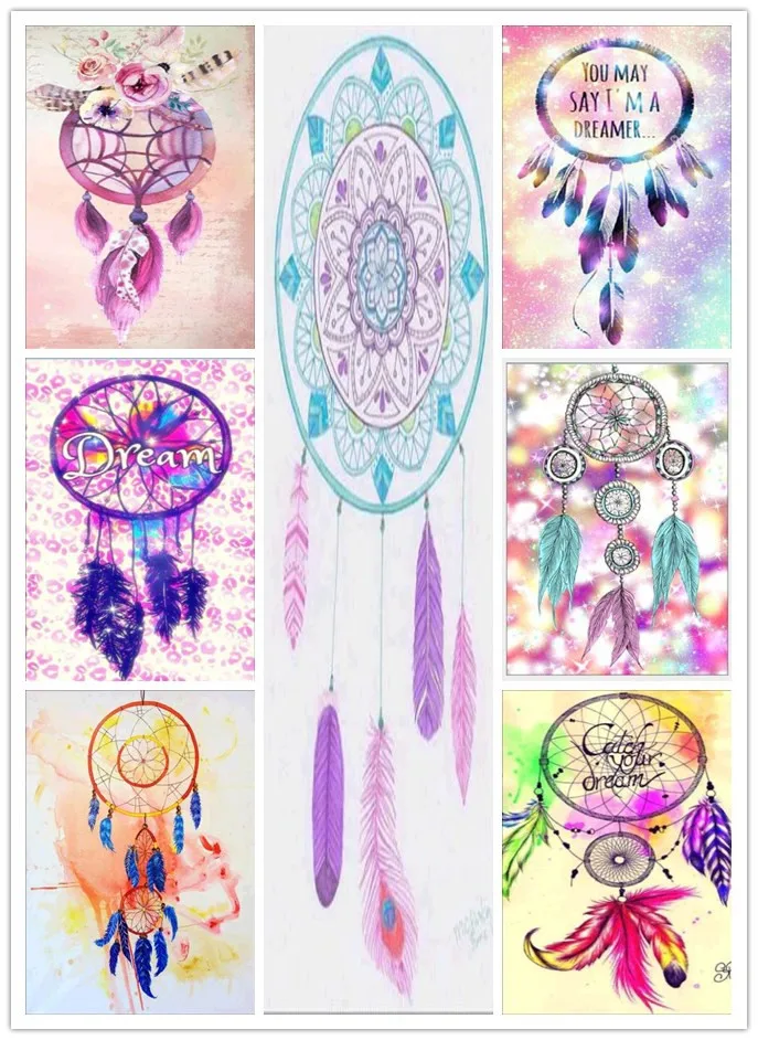 Сделай Сам алмаз Вышивка живопись Dream Catcher пейзаж смолы алмазов картина перья