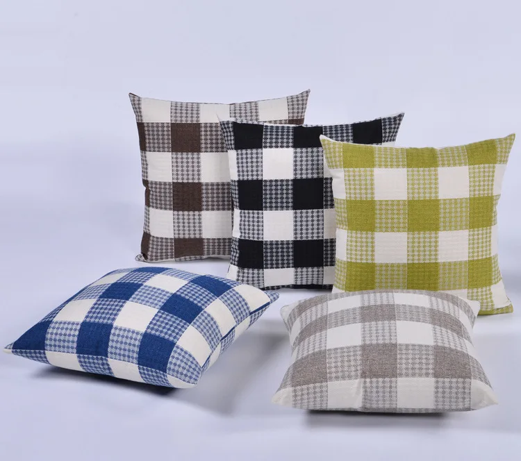 printed plaid pillowcases 45*45cm linen pillow cases in Pillow Case from Home & Garden on