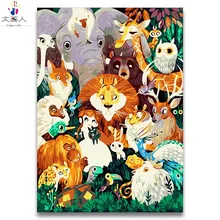 Animal world Animal family oil painting by numbers with kits on canvas drawing paint picture by number for modular hoom decor