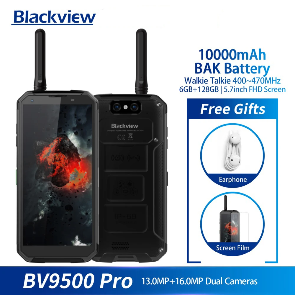 Blackview BV9500 Pro мобильного телефона Android 8,1 Octa Core 5," 18:9 MTK6763T 6 ГБ Оперативная память 128 GB Встроенная память IP68 Водонепроницаемый смартфон NFC OTG