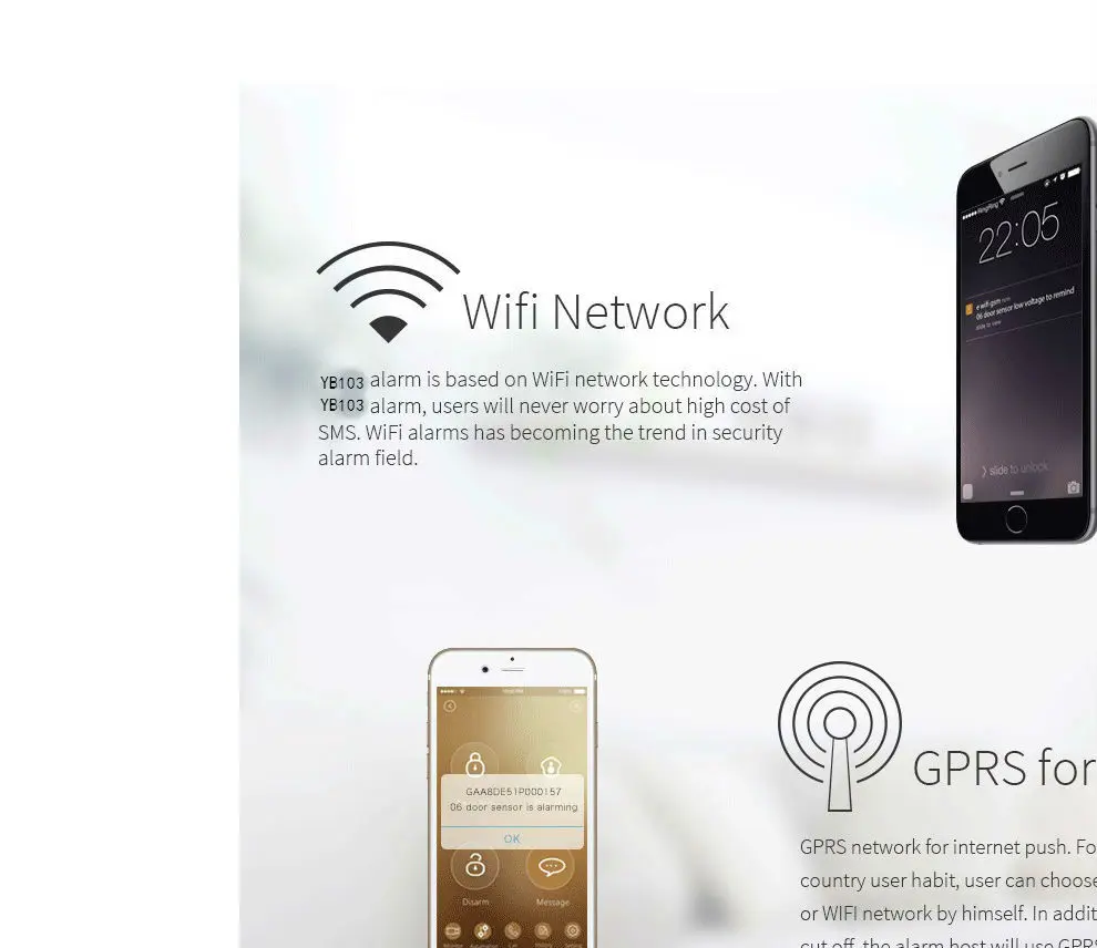 YobangSecurity Беспроводной Wi-Fi GSM GPRS для дома и офиса Охранная сигнализация видео IP камера датчик дыма огонь приложение управление