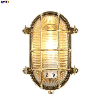 

IWHD Nordic Copper Outdoor Wall Light LED Waterproof Porch Balcony Garden Villa Outdoor Lighting Wall Lamps Vintage Buitenlamp