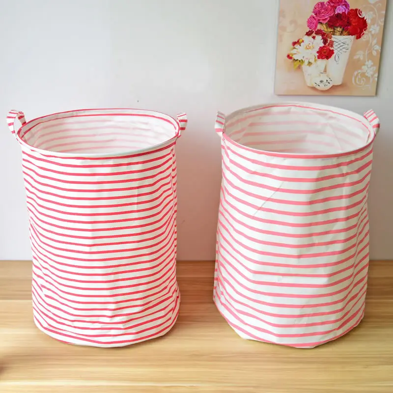 New large red striped linen basket dirty laundry baskets waterproof