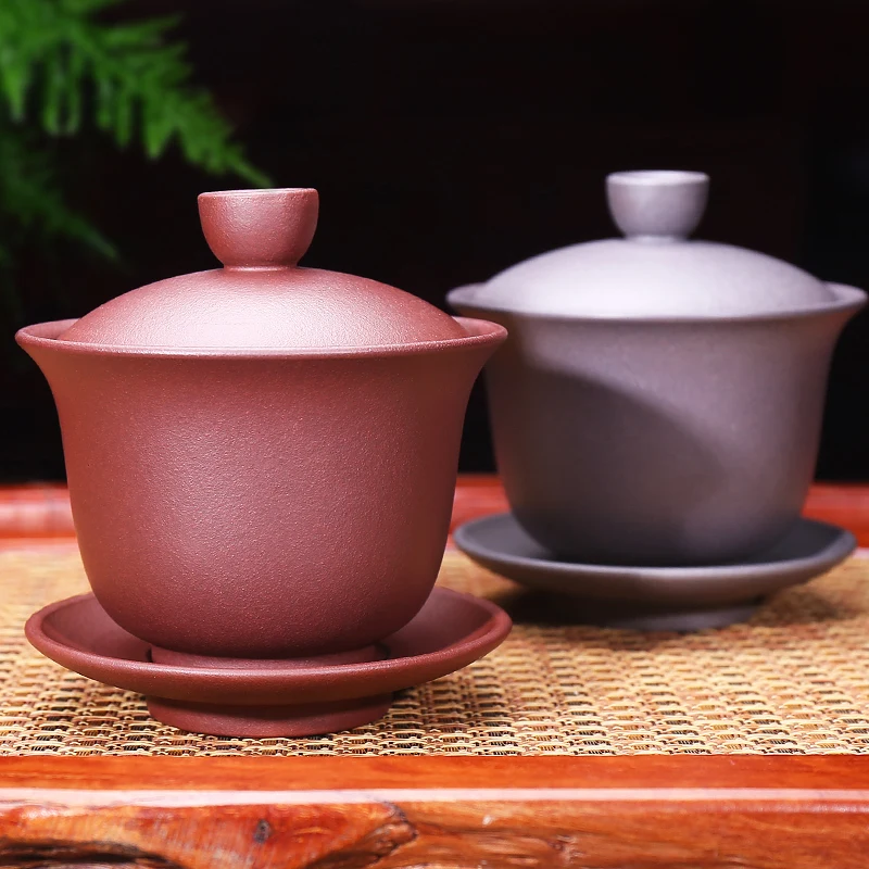 Фиолетовая глина yixing пиалы для чая чаша Sancai чашка высокого качества сырая Шахта керамическая крышка чаша для заваривание чая кунгфу чайная посуда