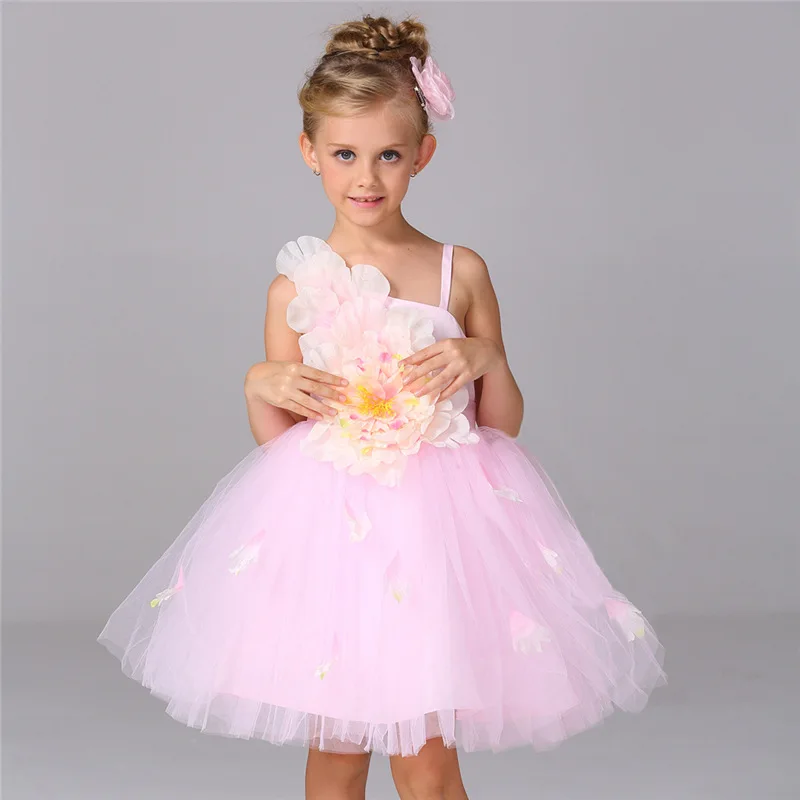 New Summer Tulle Flower Girl Dresses for Birthday Christmas Wedding Party White Pink Red Kids Baby
