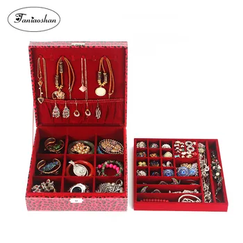 

Large Capacity Jewelry Box Leopard 2 Layers Pattern Necklace Storage Box Senior European Style Leather Jewelry Organizer