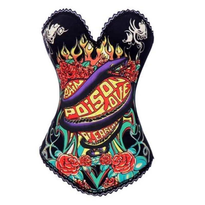 Hot Sale Corset Top Punk Sexy Corset Bustier Skull Corsets Fashion Corselet Women Halloween Party Club Wear Tops Cincher S-2XL Hot Sale Corset Top Punk Sexy Corset Bustier Skull Corsets Fashion Corselet Women Halloween Party Club Wear Tops Cincher S-2XL