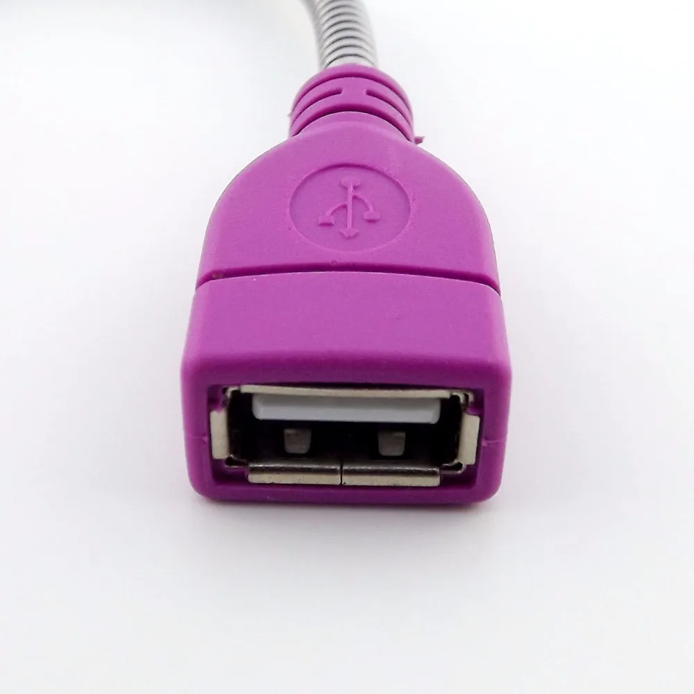 1pcs Purple USB 2.0 A Male Plug To A Female Jack Extension Flexible Metal Stand Cable 15cm