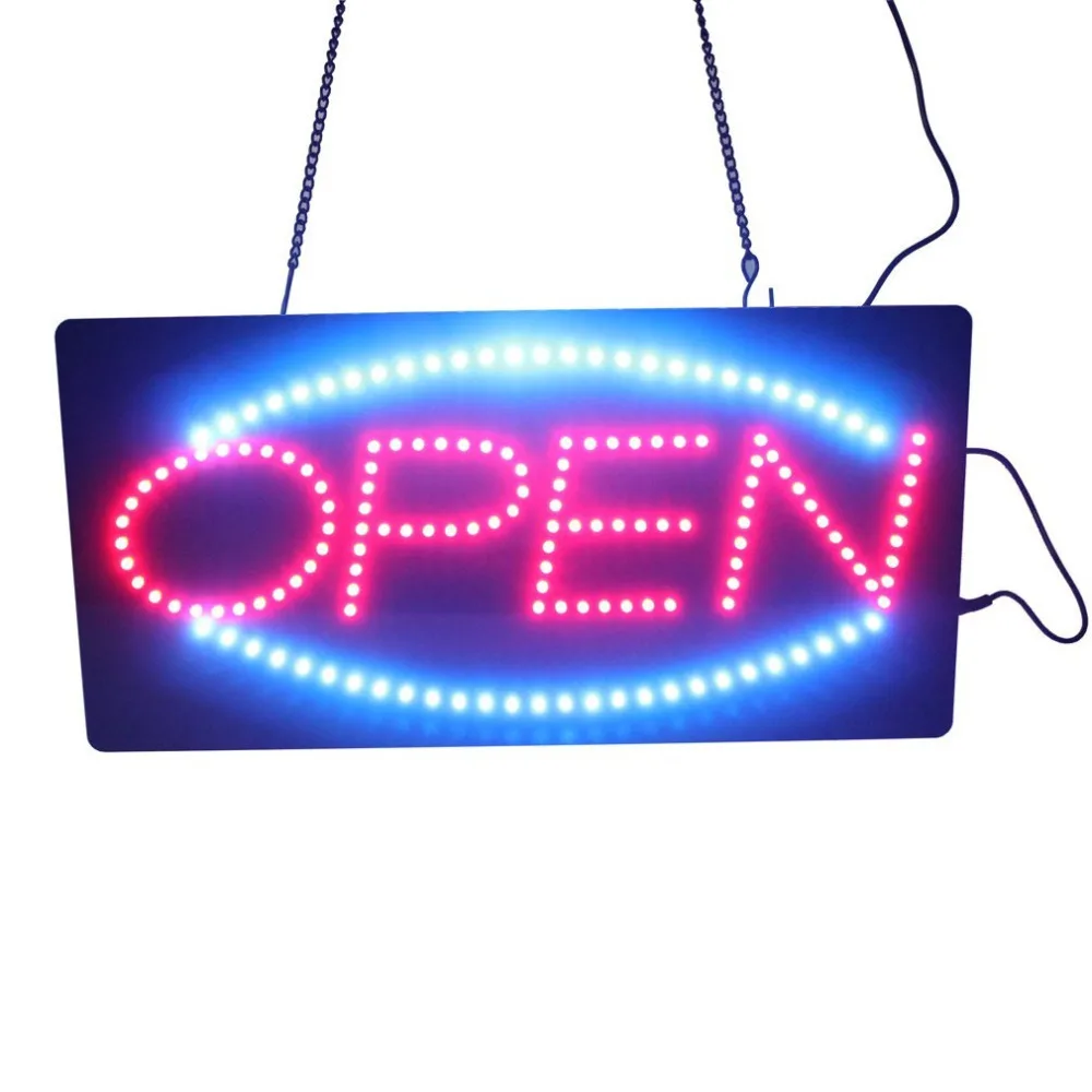 

New 19" X 10" High quality flashing Animated Motion Running LED Business Neon OPEN SIGN +On/Off Switch Bright Light Neon
