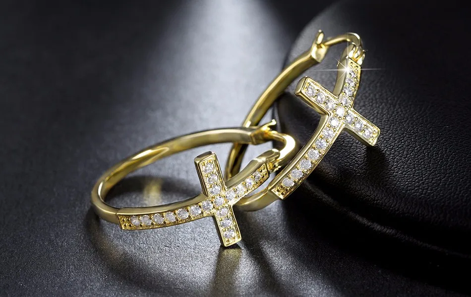 Effie queen,, большие серьги-кольца с CZ бриллиантами, классический крестообразный дизайн, женские серьги, ювелирное изделие, подарок DE142