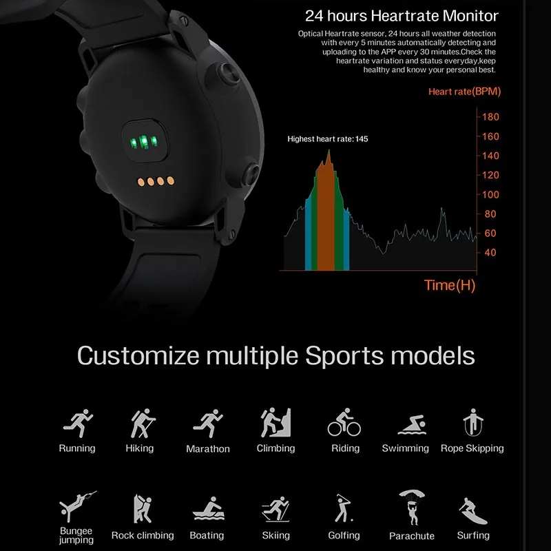 2017 uw80 GPS Спорт на открытом воздухе Bluetooth Smart Часы Heart Rate Мониторы SmartWatch Фитнес