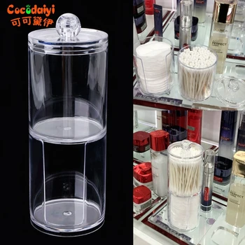 

Transparent Round Container Storage Case Makeup Cotton Pad Box Nail Paper Wipe
