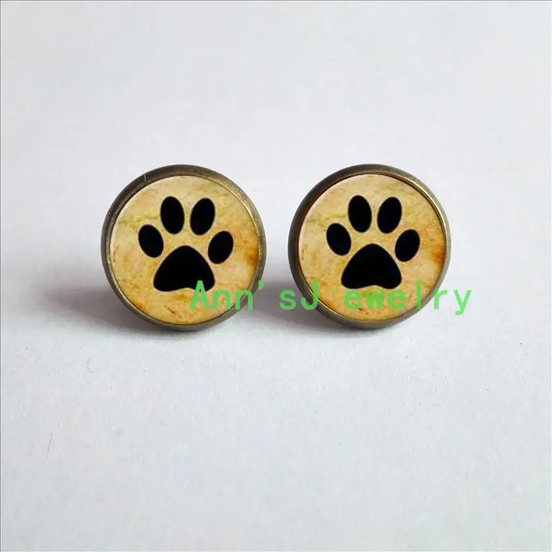 HZ4 0079 1pair Dog Lovers Earrings Paw Prints ear stud Dog Earrings