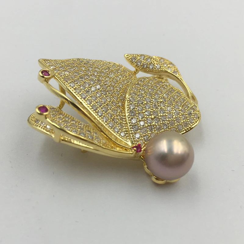 Sinya Natural Pearl Butterfly love design Brooch Gold plated Brooches for lover women New arrivals pink purple white optional (2)