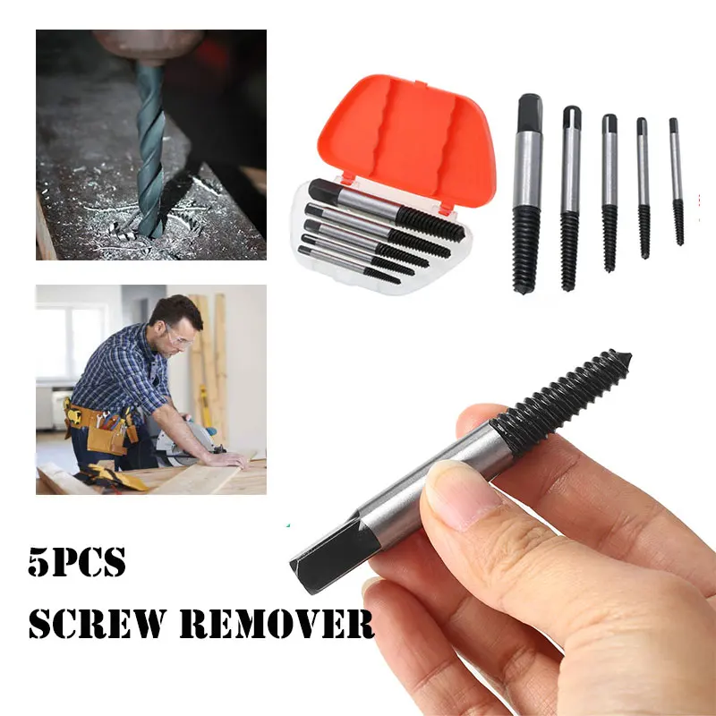 

5pcs Boring Crown Screw Extractor Set The Nail Puller Component Detail Extracting Metal Silver Black Durable Practical Carpentry