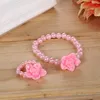 Beaded Children imitation Pearl Jewelry Best Baby Pink Girl Kids Jewelry Set Rose Flower Necklace Bracelet Ring ► Photo 2/6