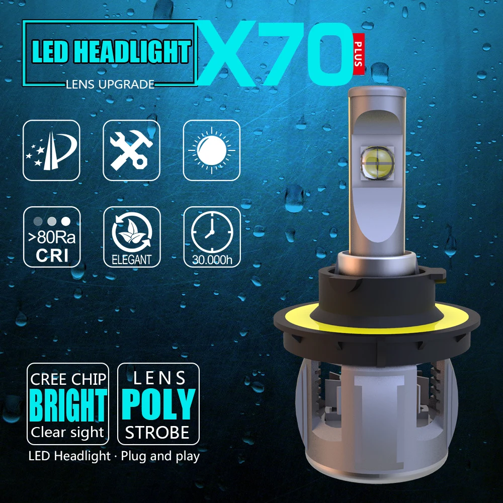

2018 Super Bright LOAUT XP70 CR-EE Chips H13 Car LED Headlight Bulbs Hi-Lo Beam 50W 8000LM 6500K 24V Universal Car Headlamp