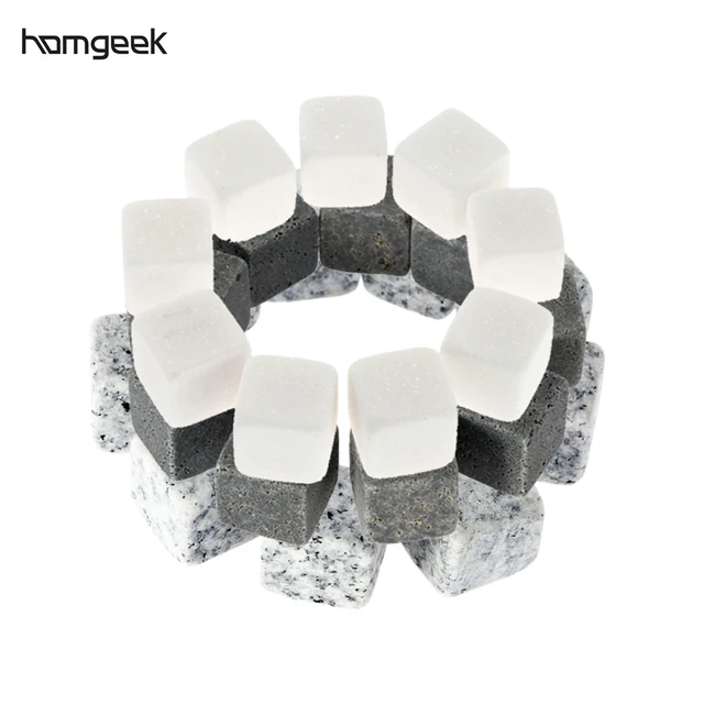 9 PCS 18mm Whisky Ice Stones Drinks Cooler Cubes Beer Rocks Granite with Pouch 3 Colors Optional Wine Cooler Whisky Stones