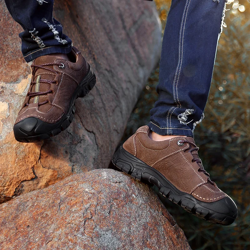 Уличные кроссовки мужские из натуральной кожи холм альпинистская обувь кожаные горные походные ботинки Резиновая подошва трекинг обувь
