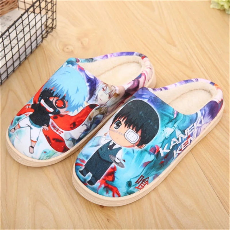 Обувь из плюша в японском стиле; Re Zero kara Hajimeru Isekai Ram Rem Emilia; женская теплая обувь; Плюшевые Нескользящие домашние тапочки - Цвет: TokyoGhoul