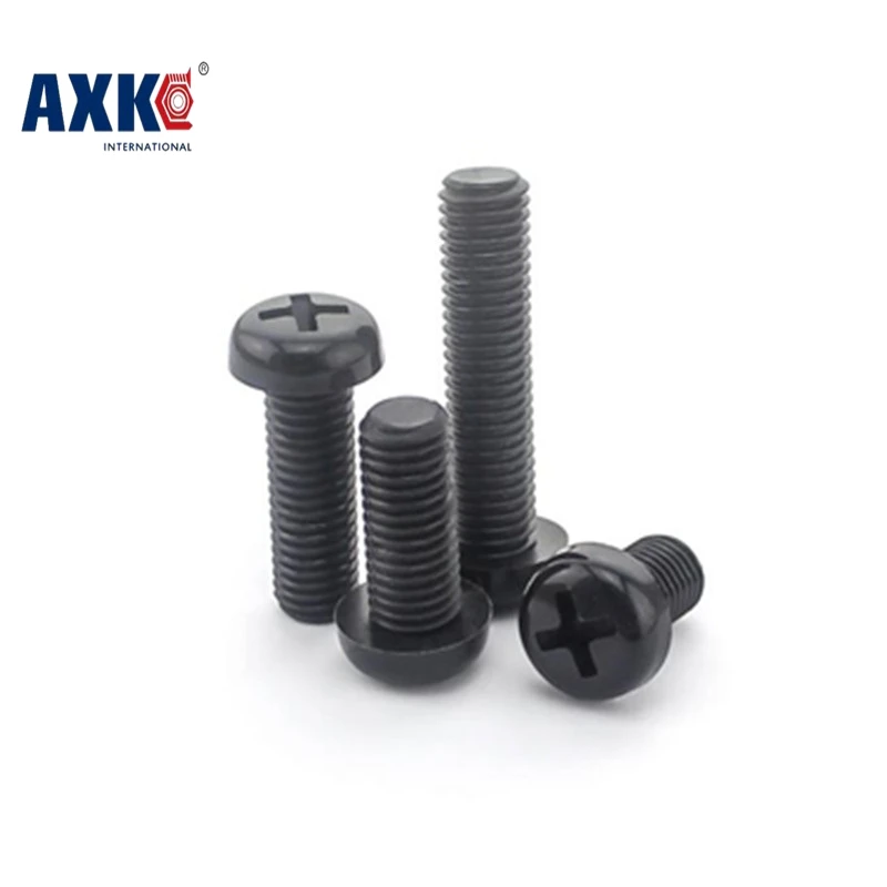 Axk 100 шт. M3 * 6/8/10/12/15/18/20/25/30 черный нейлоновый круглый Винт Phillips|screw screw|screws for laptopswood