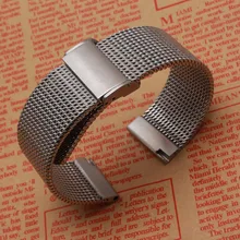 Высокое качество ремешок для часов аксессуары модные часы мужские ремни браслет 18 м 20 мм 22 мм 24 мм Акула сетка нержавеющая сталь металл черный