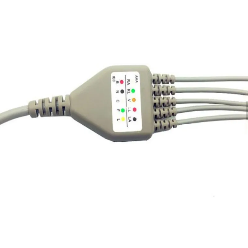 일반 AAMI 원피스 5 리드 ECG 케이블, Mindray PM7000/8000 Edan 환자 모니터, ECG 케이블, 리드 와이어 스냅 엔드 IEC, 6 핀